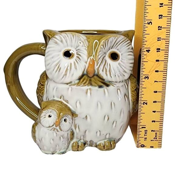 Cracker Barrel Coffee Mugs, Artisan Mother & Child Owl Ceramic Drinking Cup - Picture 3 of 8